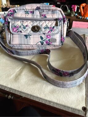 Lug Plaid Gray Floral Switch Quilted Crossbody Bag